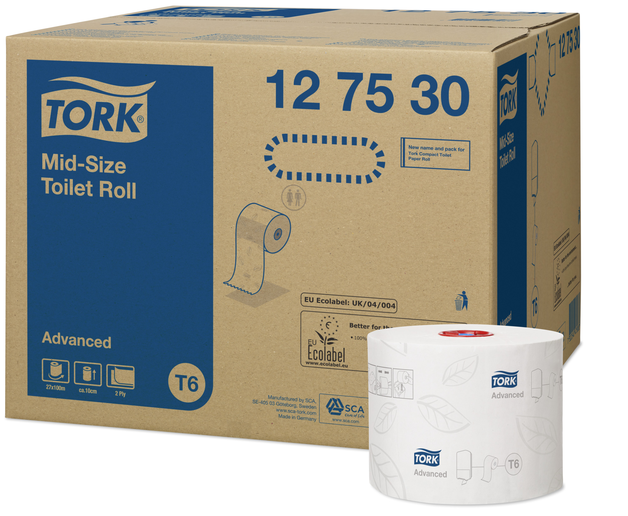 Бумага туалетная Tork Advanced в миди рулонах 100 м, 2 слоя, белая