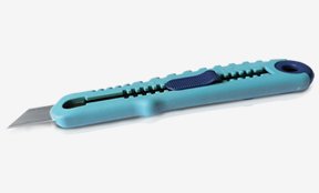 Нож безопасный металлодетектируемый M&P NAUJAC S канцелярский с выдвижным лезвием, голубой