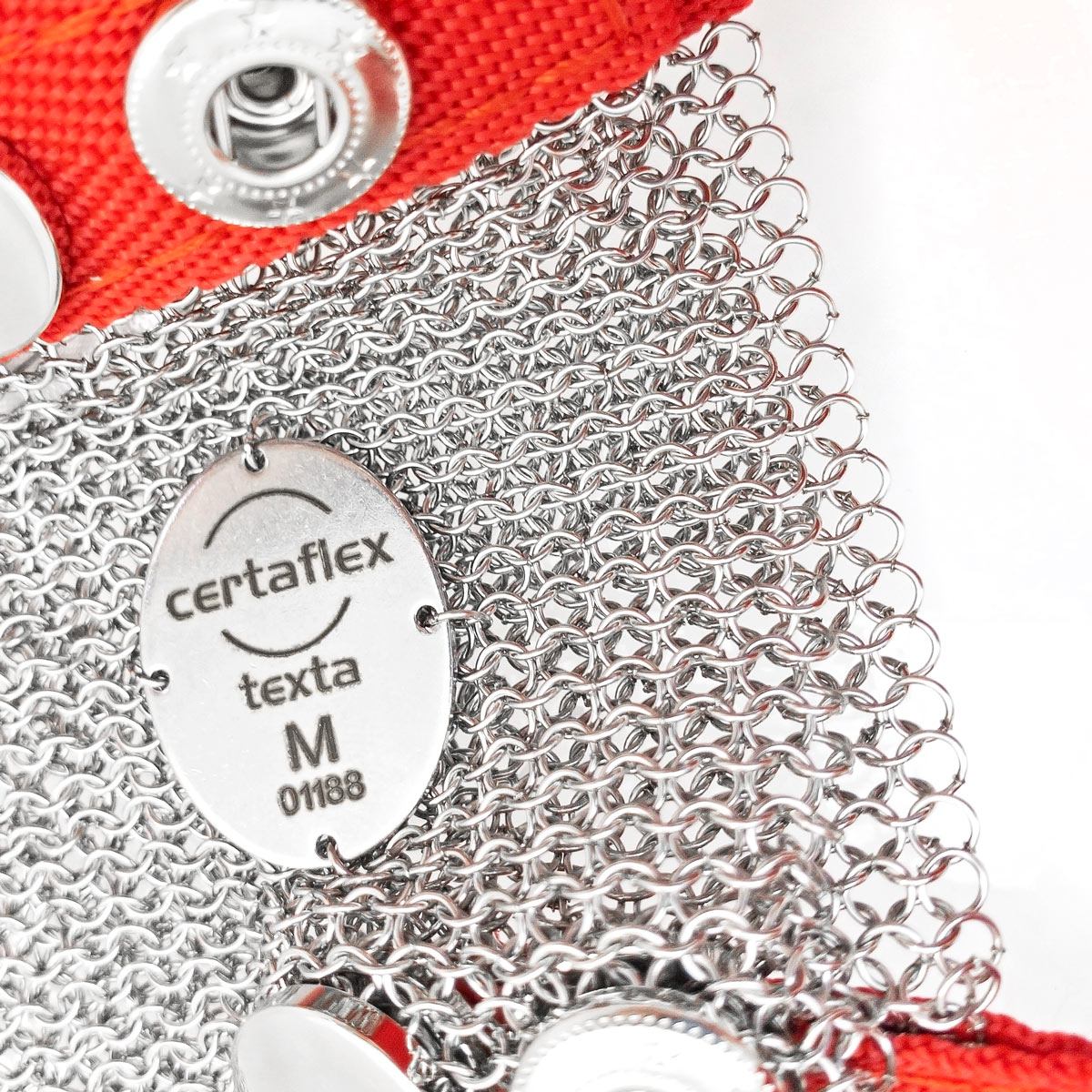Кольчужная перчатка Certaflex Prima отворот 190мм с пластиковым ремешком (размер L)